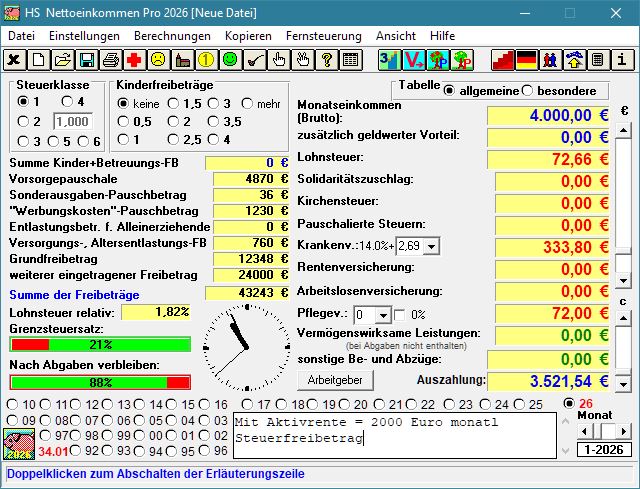 Berechnung mit Aktivrente